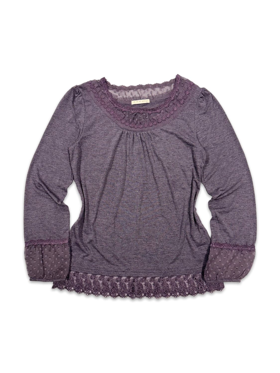 빈티지 da da de epatant 레이스 도트 모리 긴팔티 상품이미지1