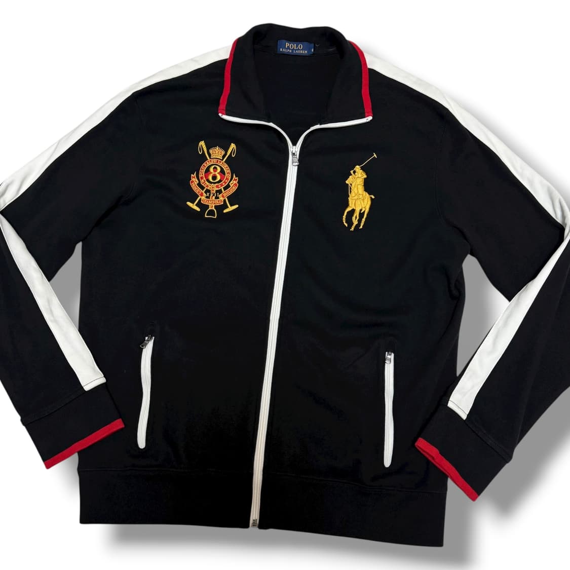 ⭐️희귀⭐️폴로 랄프로렌 빅포니 코튼집업 면져지 블랙 레드 상품이미지3