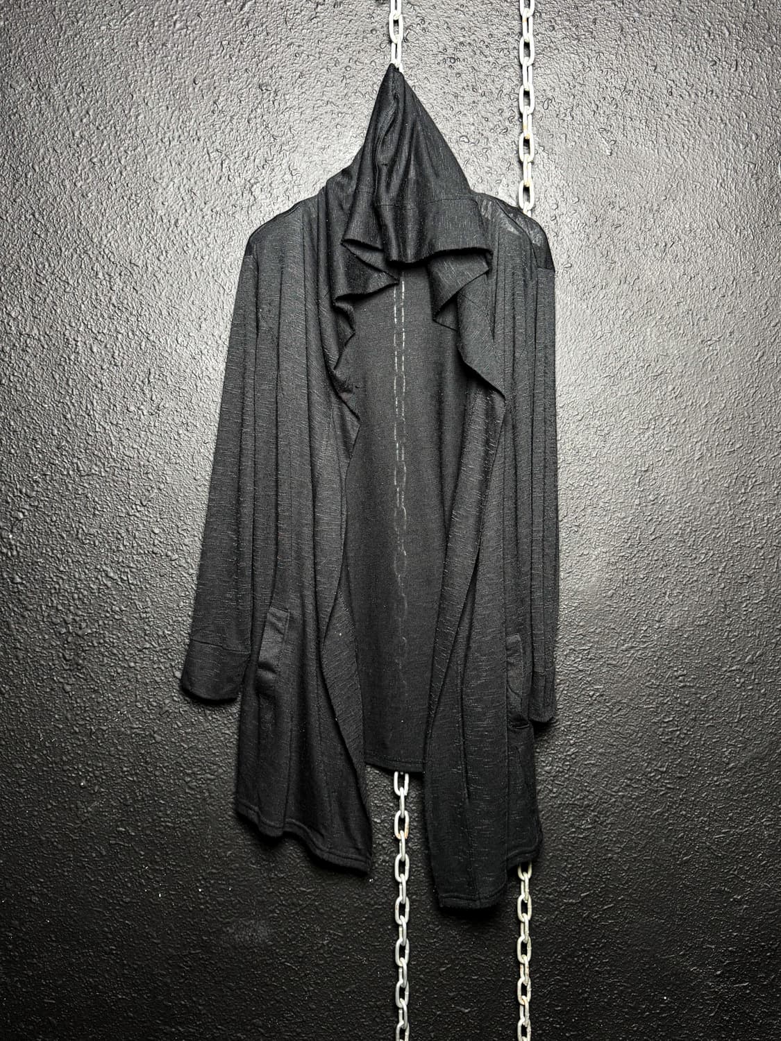 Black long draped hooded cardigan  상품이미지6