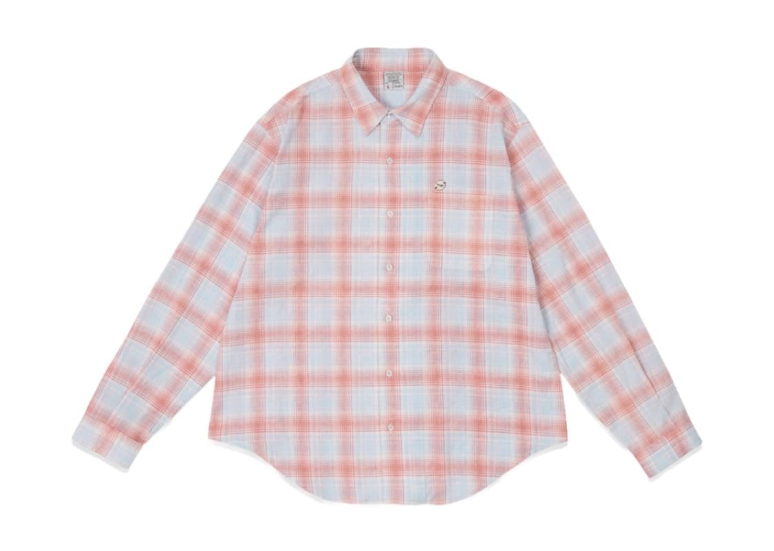 [구매] STU 로고 버튼 체크 셔츠 레드 M 상품이미지1