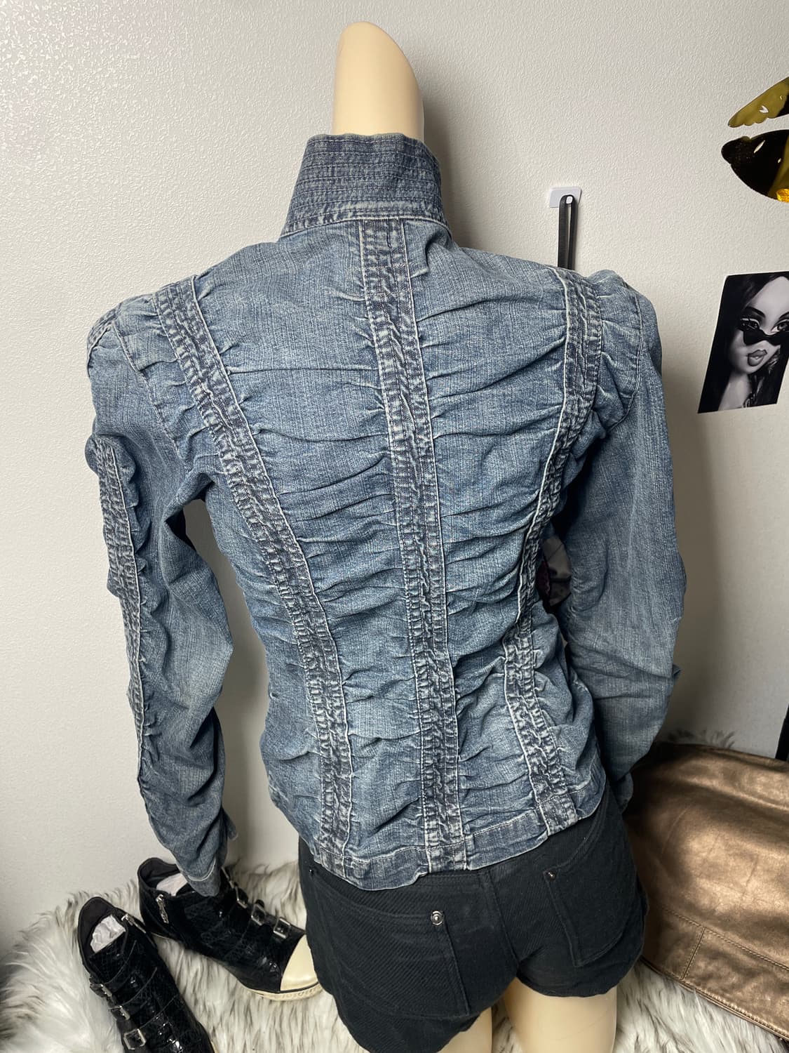 빈티지 DKNY 데님 셔링 자켓 상품이미지4