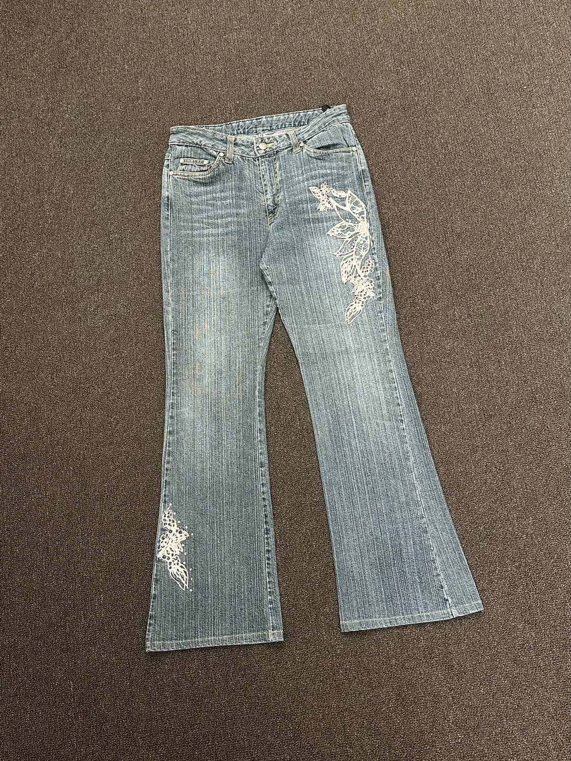 OS)Japanese vintage 여성 플라워 자수 부츠컷 팬츠 상품이미지4