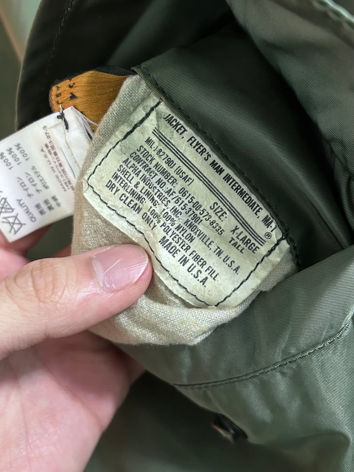 90s 알파인더스트리 ma-1 플라이트 자켓 Made in USA 상품이미지7