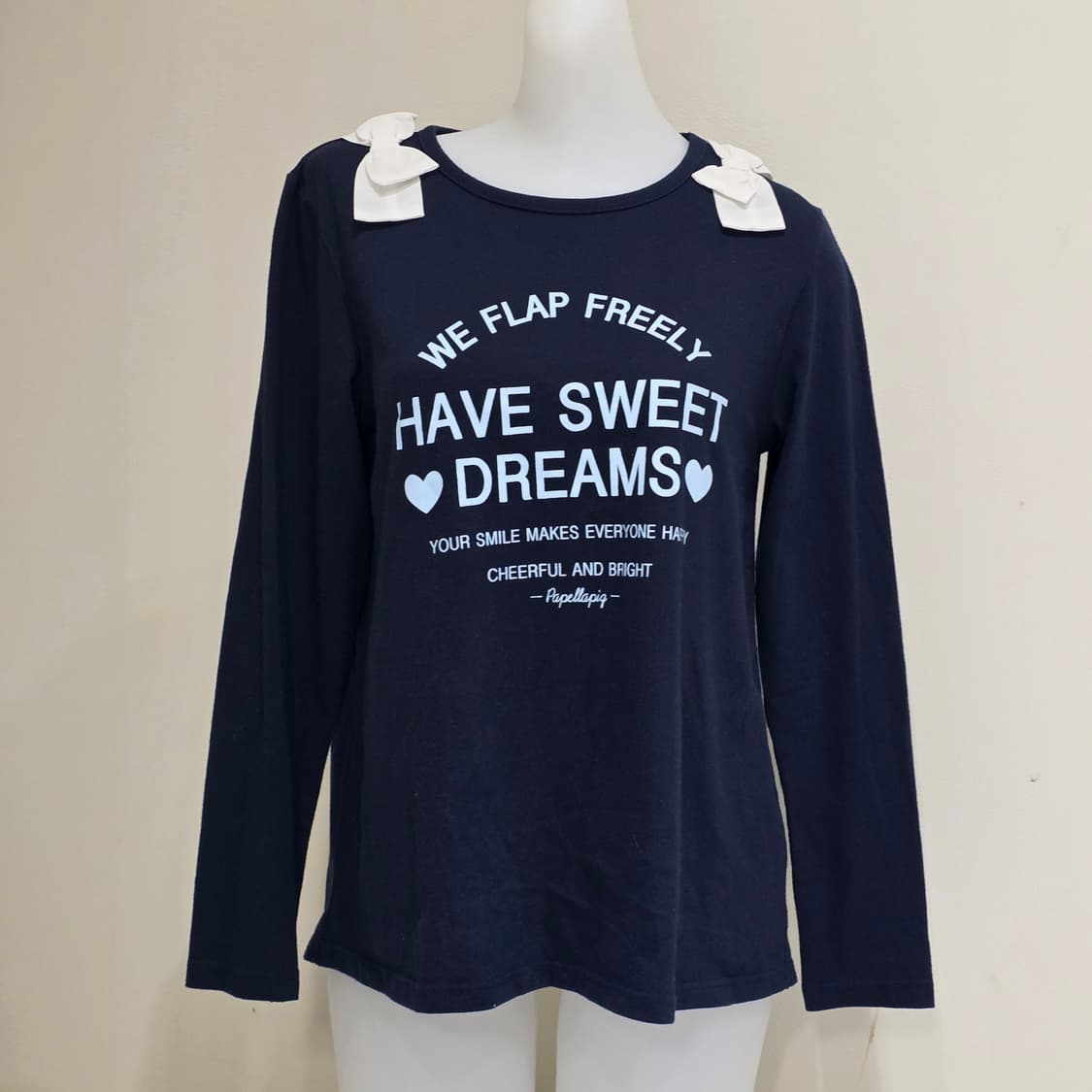 일본빈티지)로맨틱 하트리본 오네갸루 y2k 레이스 하늘 롱슬리브긴팔티셔츠 상품이미지1