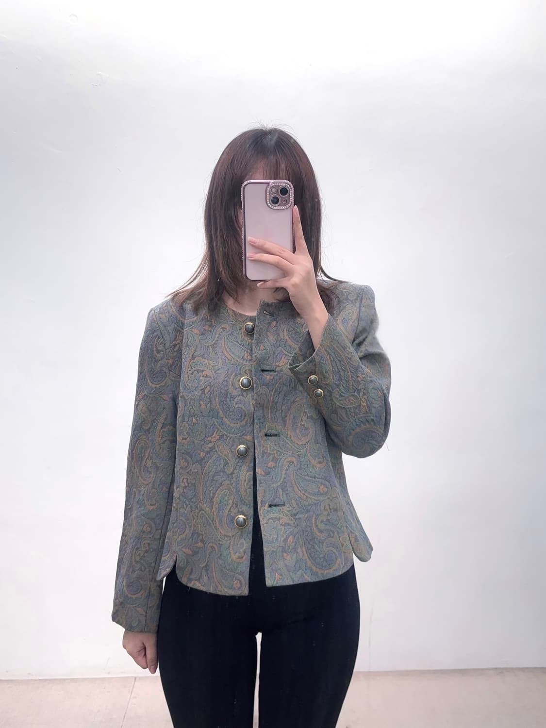 울60 아방가르드 에스닉 오리엔탈 페이즐리 패턴 빈티지 자켓 상품이미지2