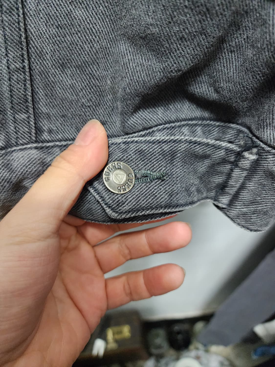 90s 게스 데님 체크안감 흑청자켓 상품이미지5