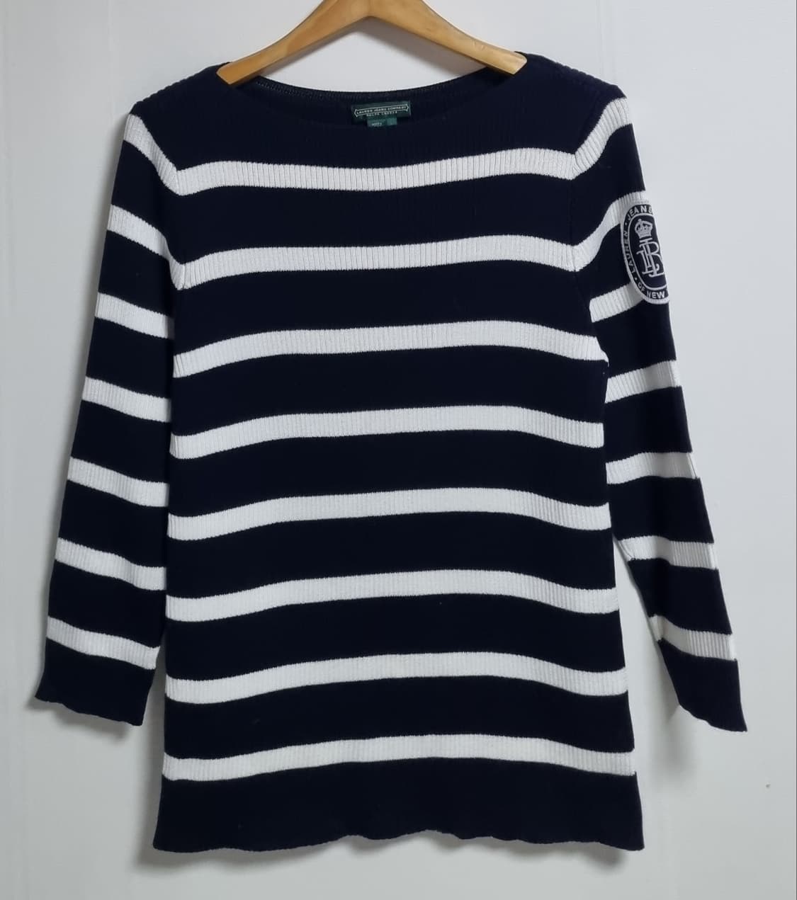 실측 S (55) 폴로 네이비+화이트 코튼 니트 상품이미지1