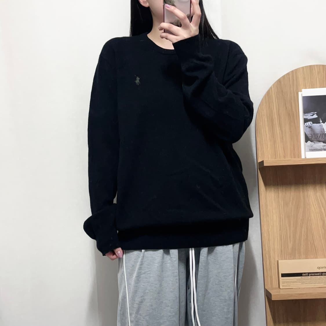 [정품] 폴로 블랙 / 실버포니 캐시미어 라운드 니트 [ XL ] 상품이미지3