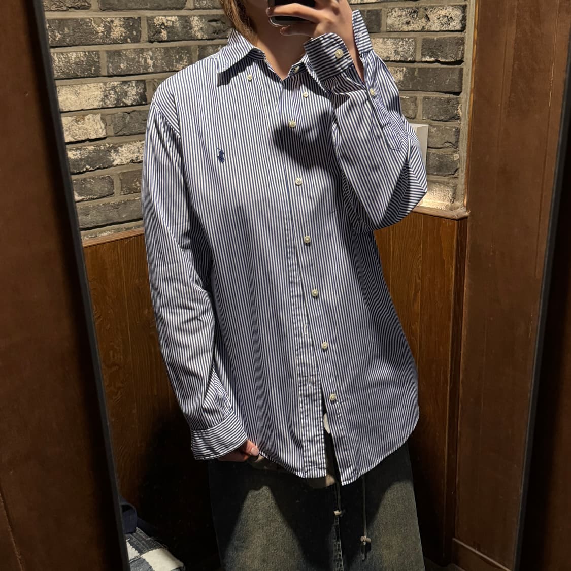 M) 폴로 랄프로렌 클래식 블루 스트라이프 포플린 셔츠 T88 상품이미지8