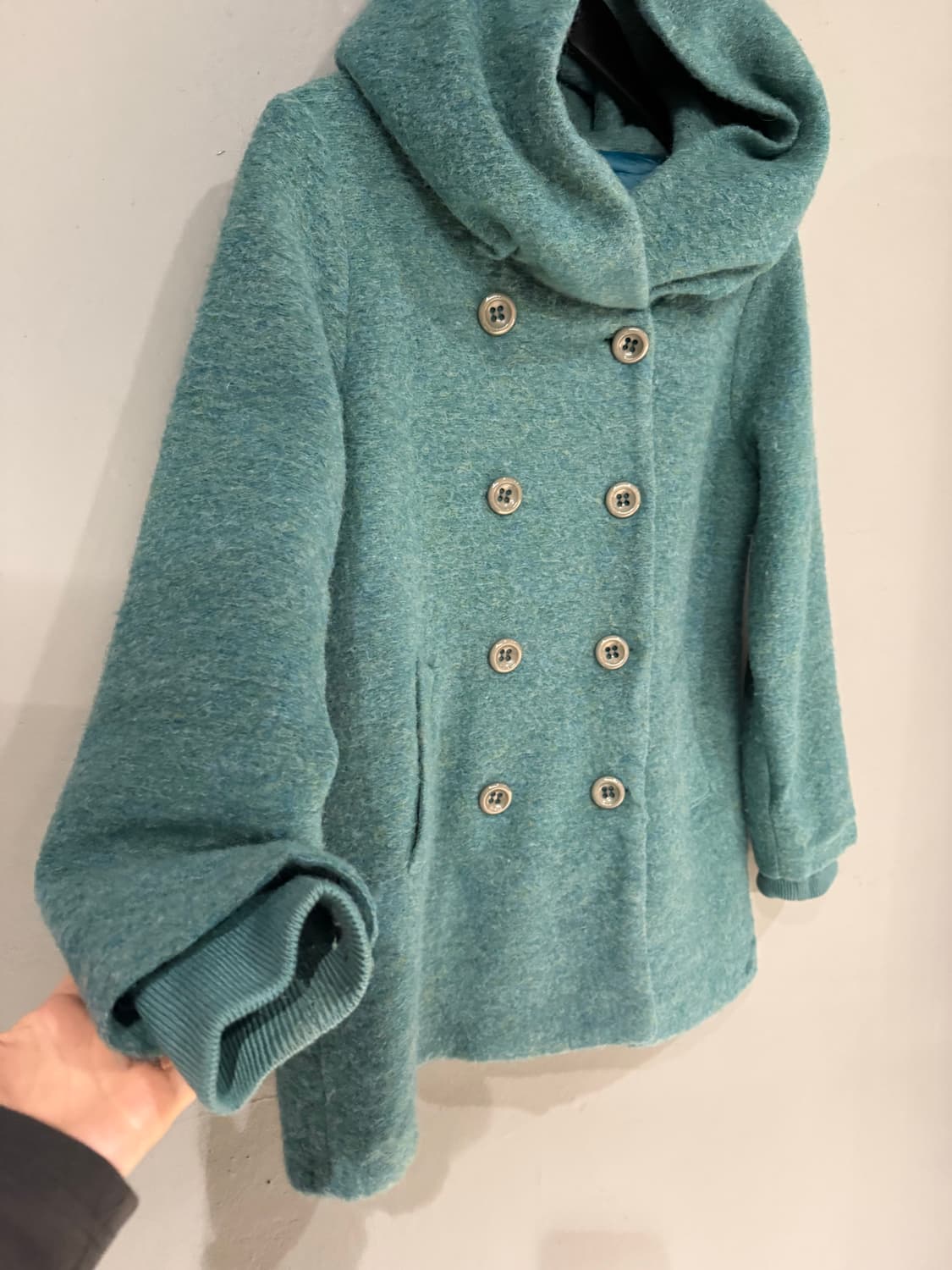 Italy big hood double button point coat 상품이미지6