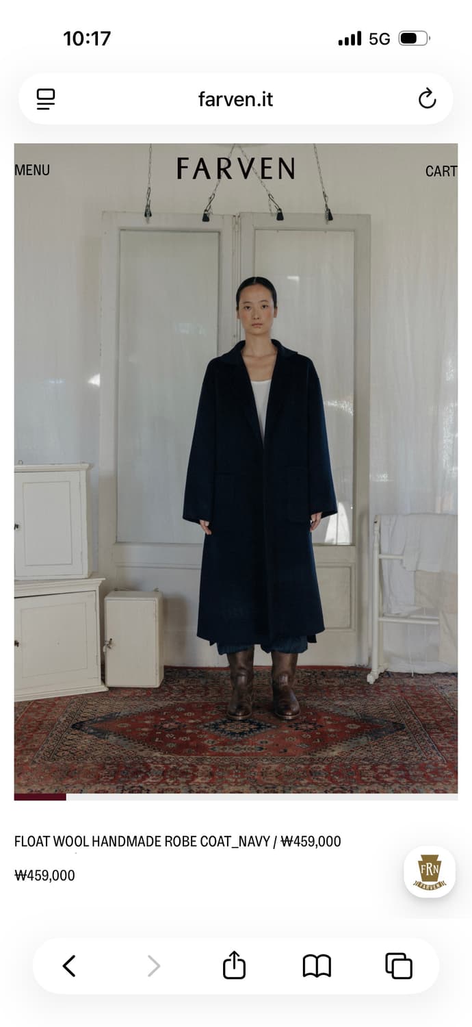 파르벵 울 핸드메이드 로브 코트 네이비 상품이미지6