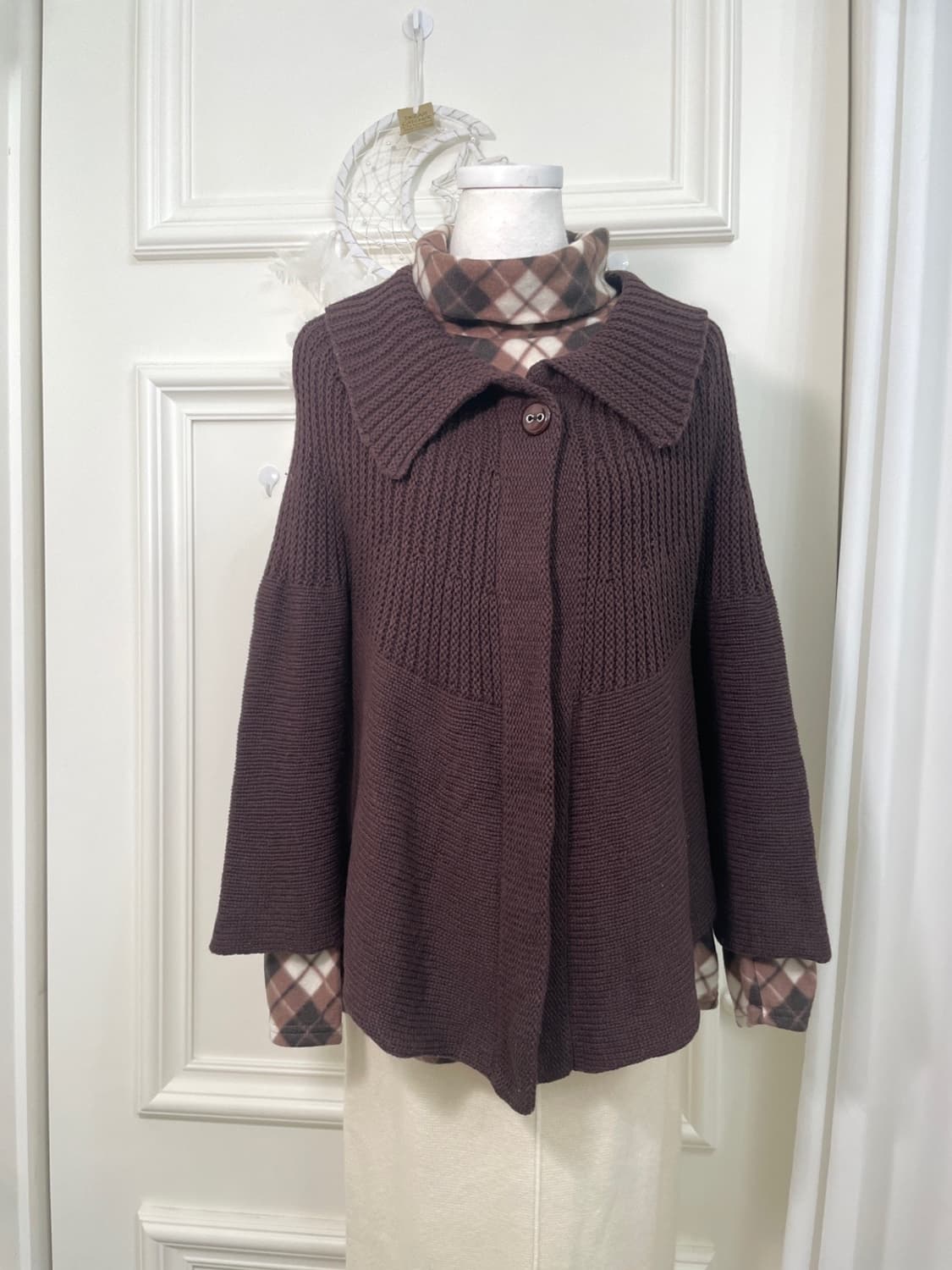 cool brown collar one button cardigan 상품이미지1