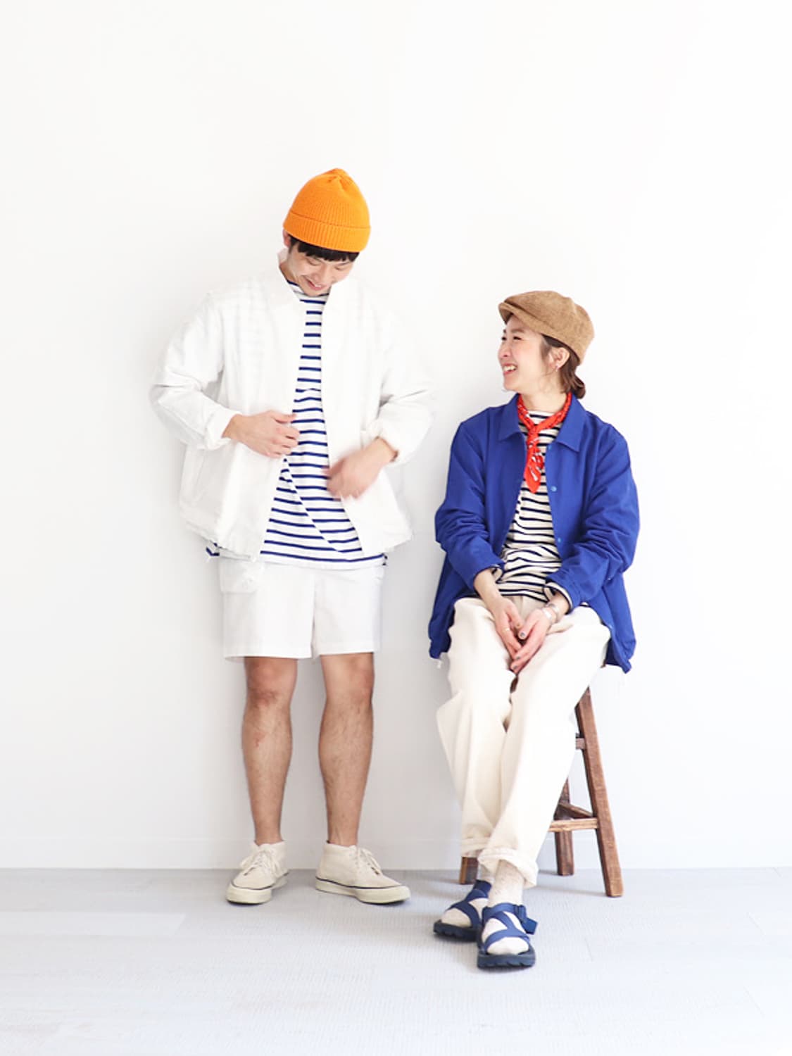 마일럿 코튼 린넨 캔버스 스냅 덱 자켓 블루 2 상품이미지5