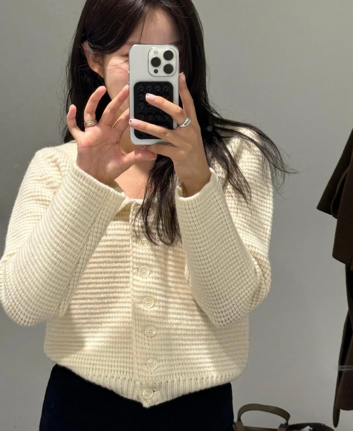 (새상품/택O) 바이무드 더히어 스코틀랜드 울 가디건 아이보리 상품이미지2