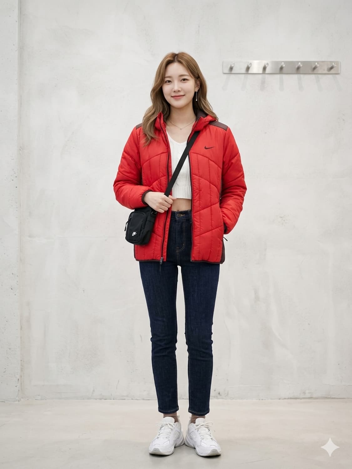 나이키 스우시 후드 패딩 자켓 레드 상품이미지1