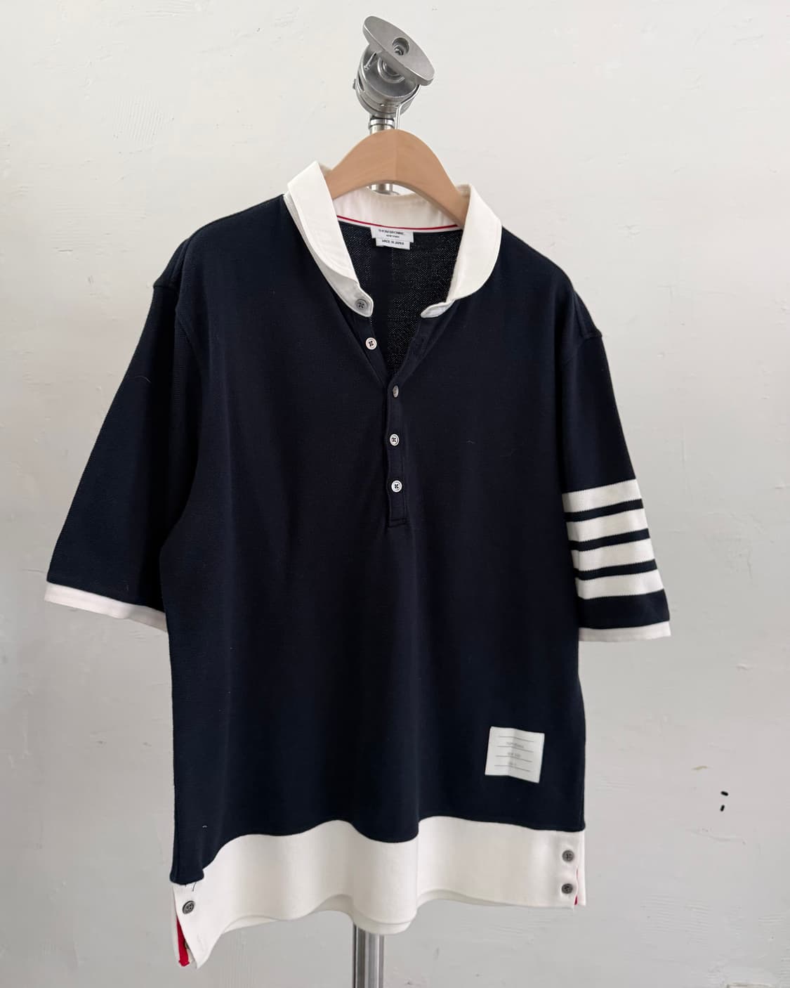 Thom Browne 톰브라운 4-바 네이비컬러 카라니트 상품이미지1