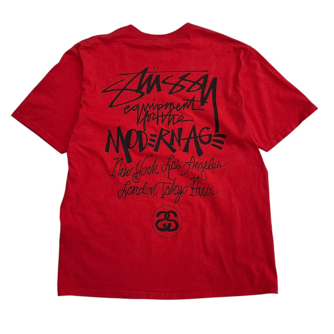 스투시 백로고 레드 반팔 L 상품이미지4