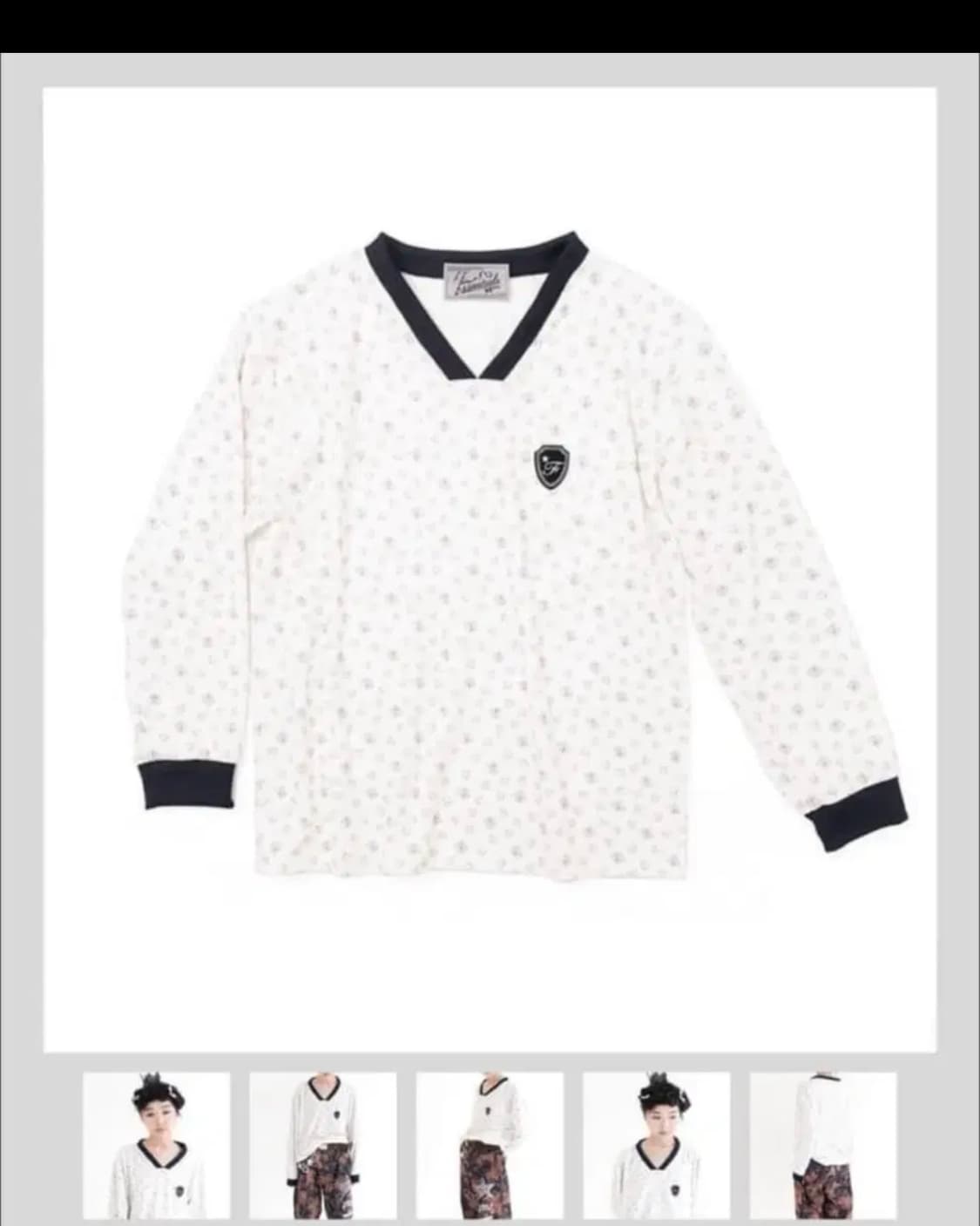 샵페어리[F.E.E.S] V neck flower terry shirt  상품이미지2