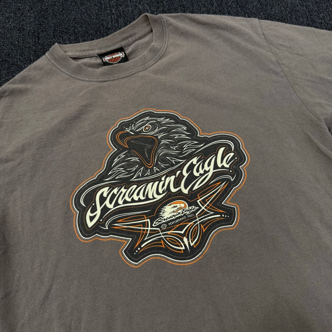할리데이비슨 Screamin' Eagle 브라운 컬러 빈티지 반팔 티셔츠 상품이미지8