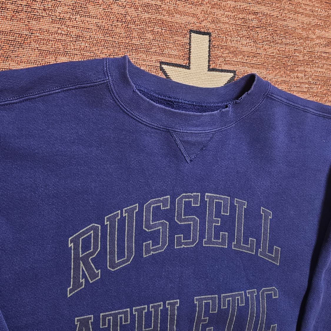 90s 러셀 레터링 하이코튼 스웻 / USA 상품이미지3