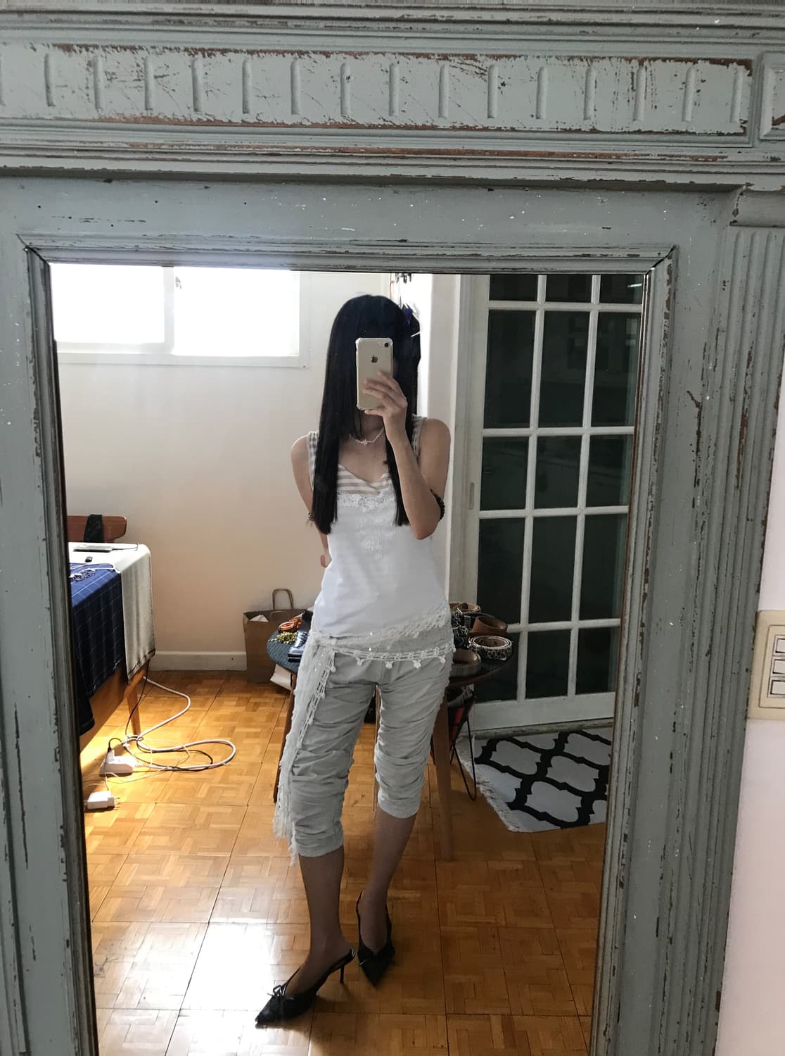 vintage white pattern sleeveless 상품이미지6