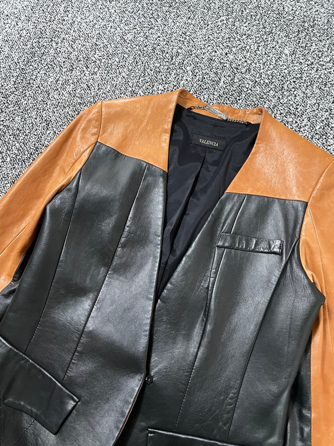 빈티지9. VALENCIA 발렌시아 양가죽 자켓 배색 레더 라이더 상품이미지2