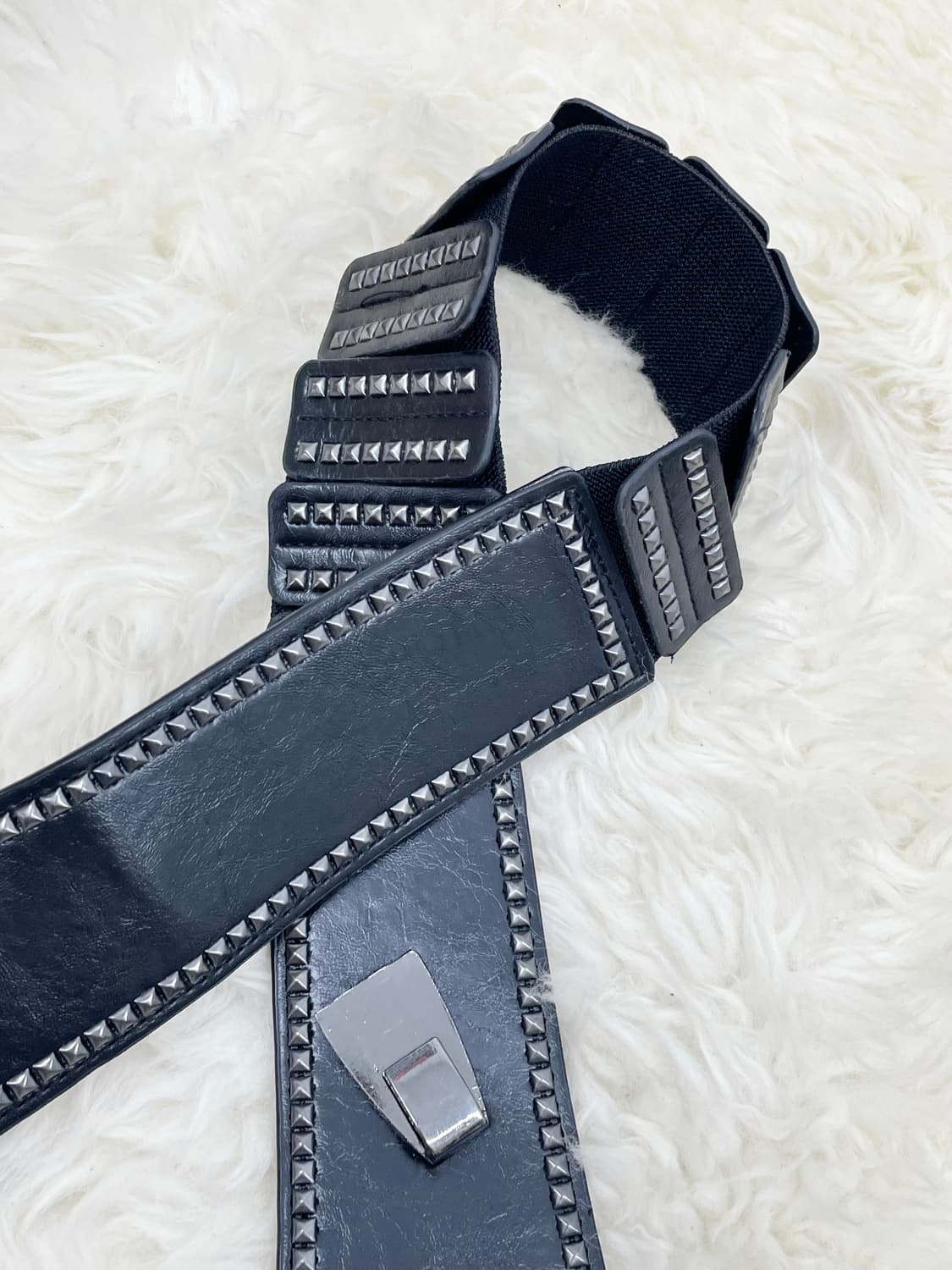 락시크 스터드 와이드 버클 벨트 상품이미지5