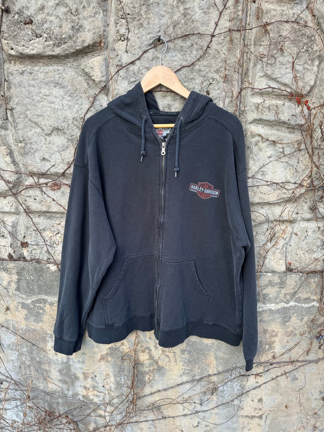 할리데이비슨 빈티지 프린팅 후드 집업 블랙 후디 xl 상품이미지1