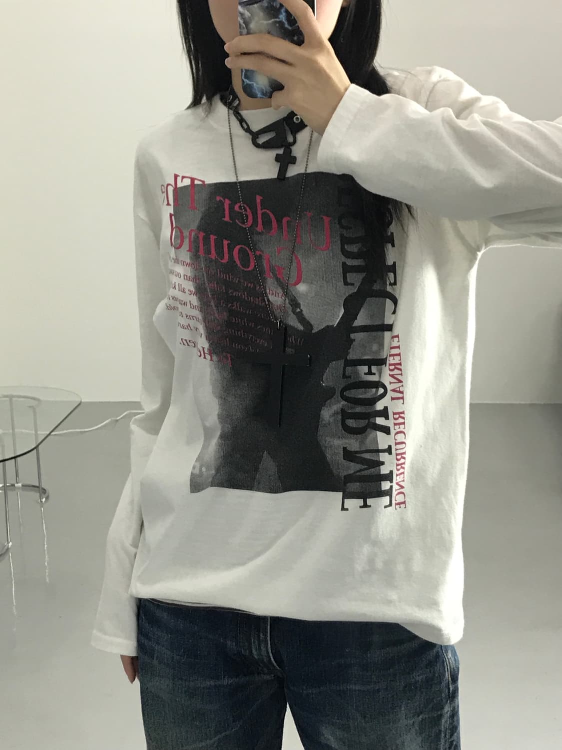 락헤븐 프린팅 화이트 롱슬리브 상품이미지3