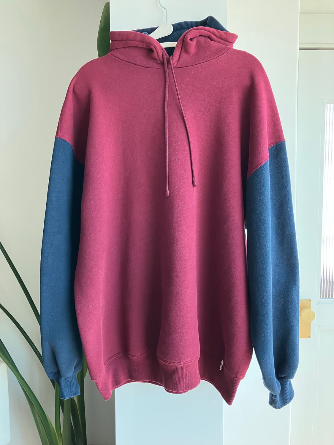 🇺🇸 90s 러셀 후드티 버건디/네이비 made in USA 상품이미지1