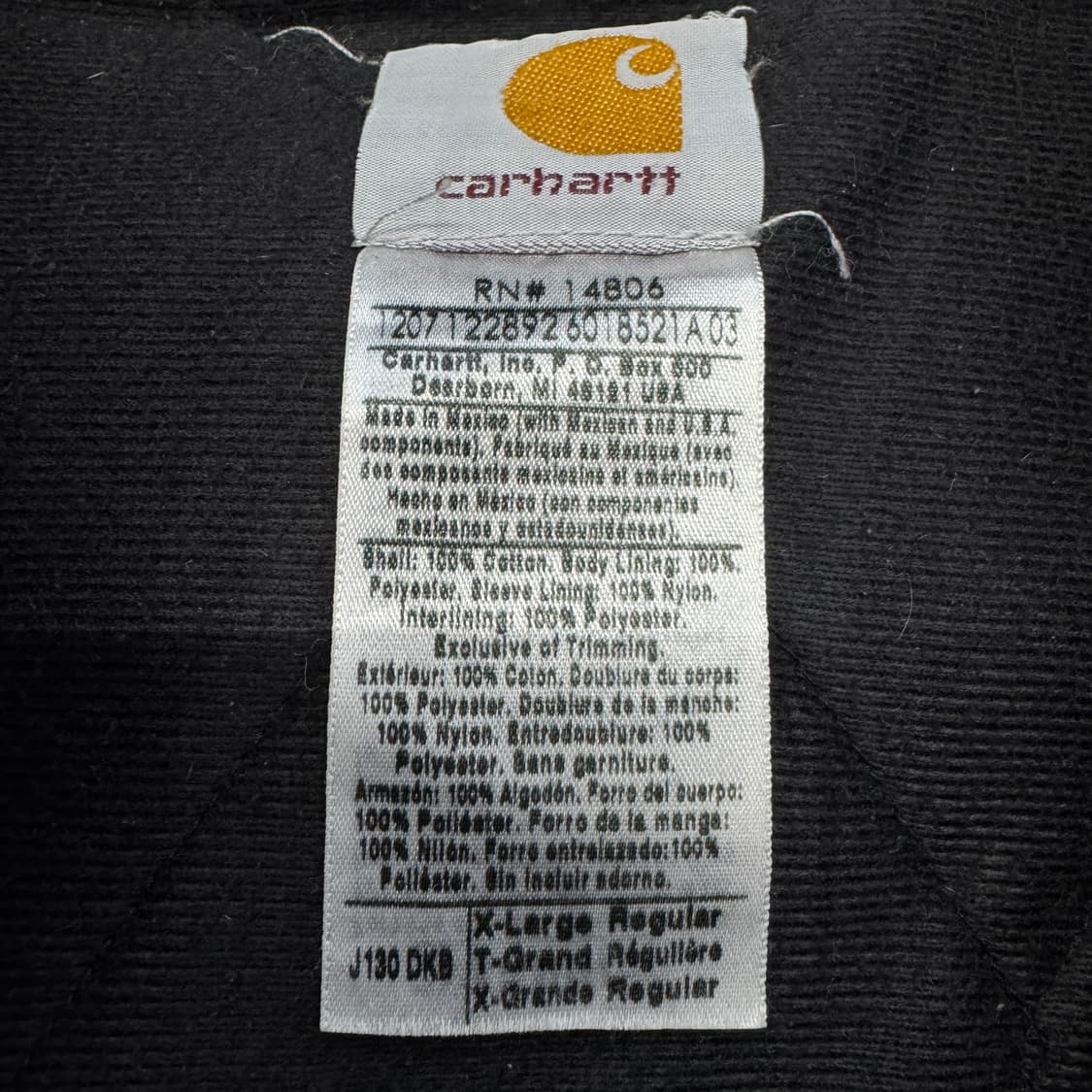 칼하트 OG J130 DKB 가죽패치 다크브라운 덕액티브 후드 워크자켓 상품이미지6