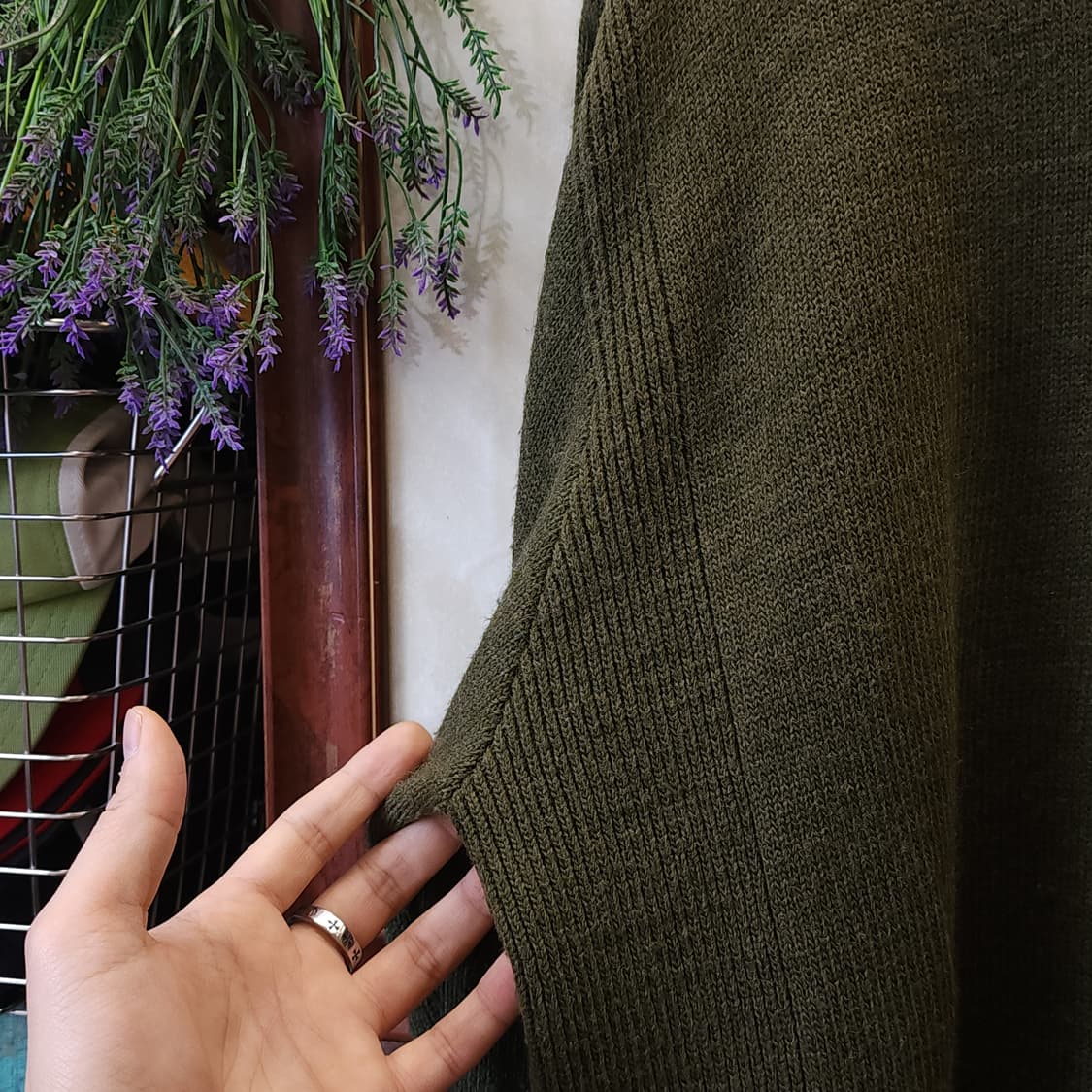 90s 프렌치 울 가디건 유럽 헤비울 스웨터 버튼 가디건 그린 L 상품이미지9