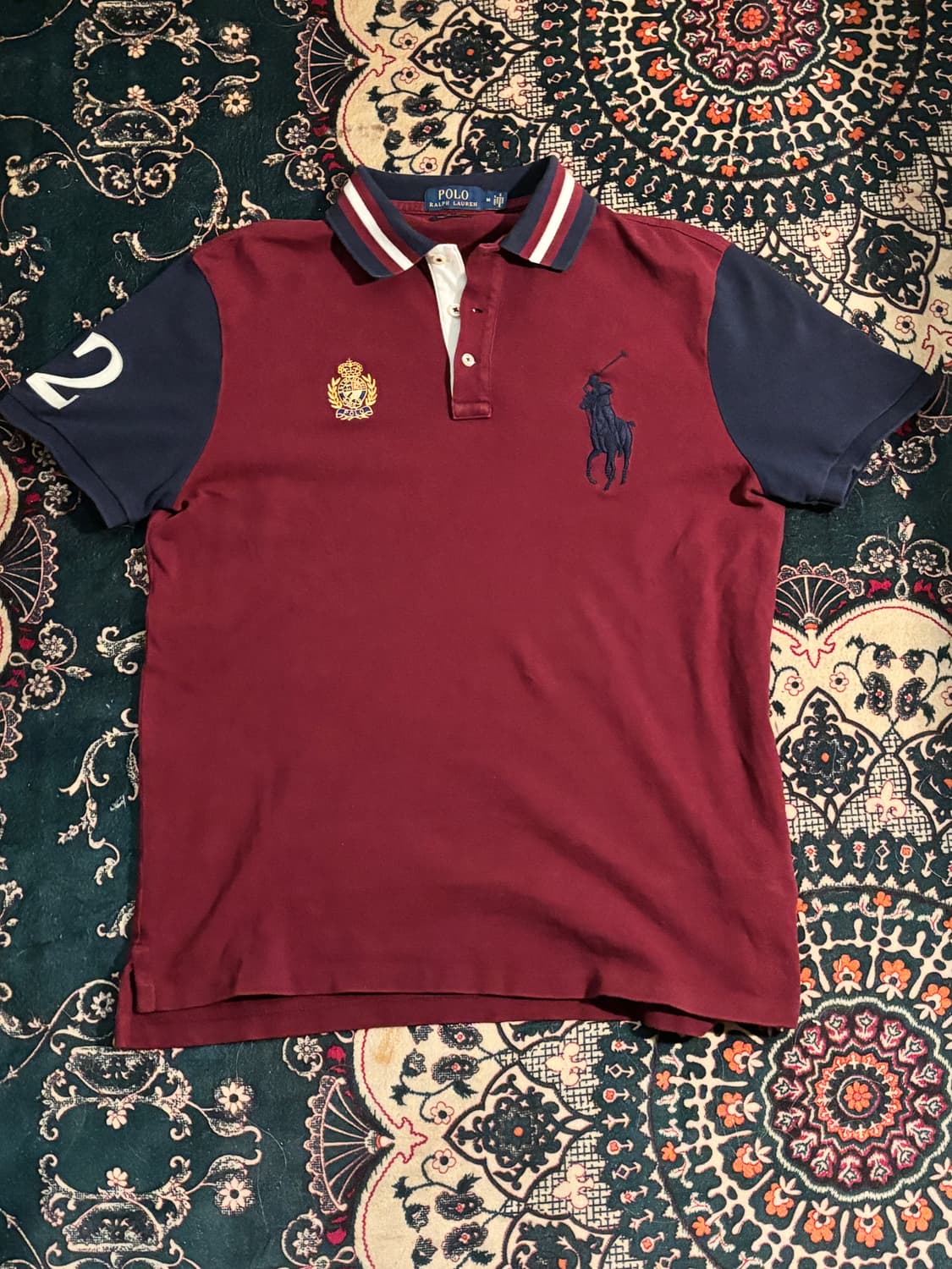 폴로 랄프로렌 빅포니 넘버링 반팔 카라티 버건디 네이비 M 상품이미지2