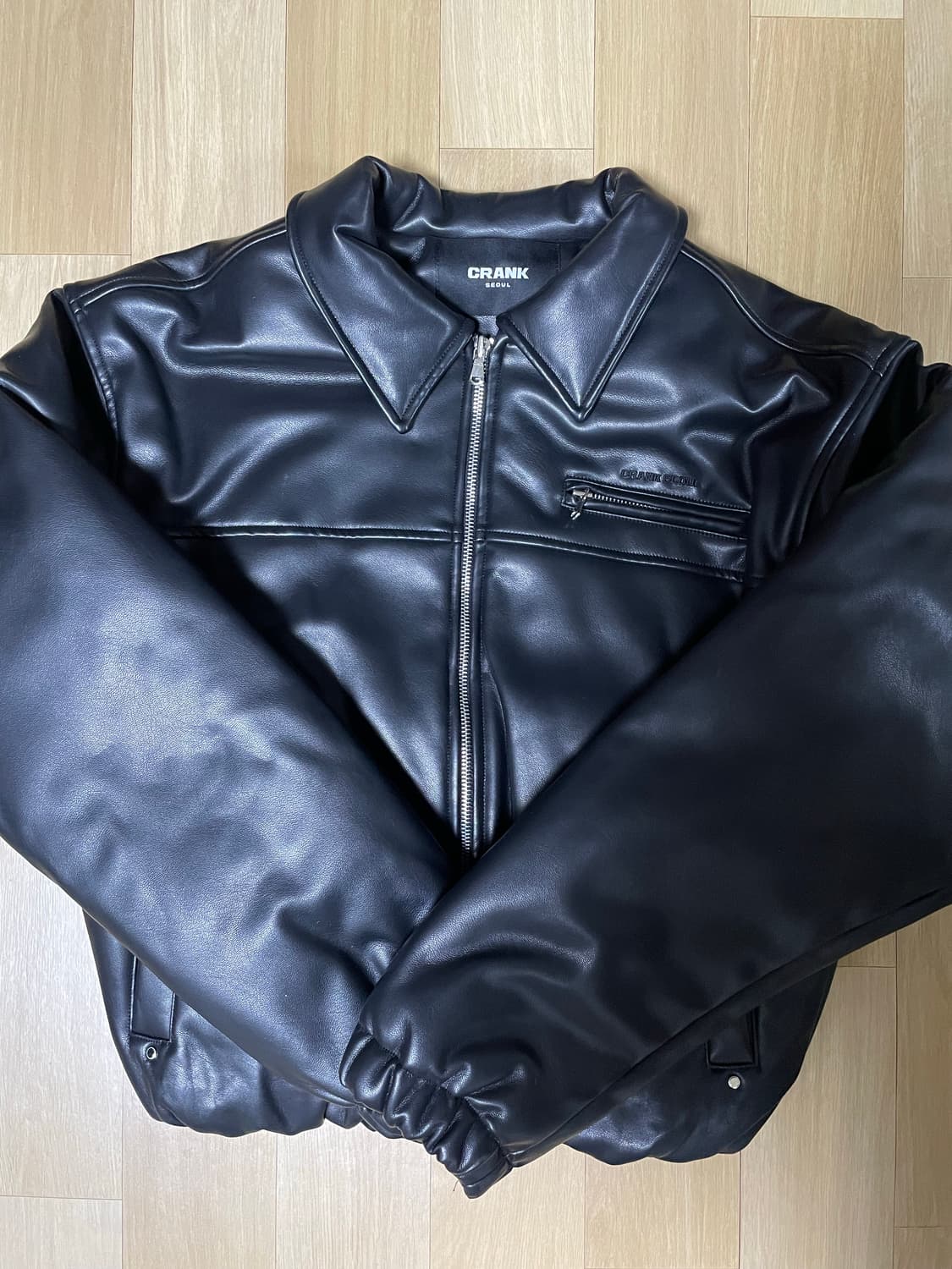 크랭크 레더 퍼프 자켓 블랙 상품이미지3