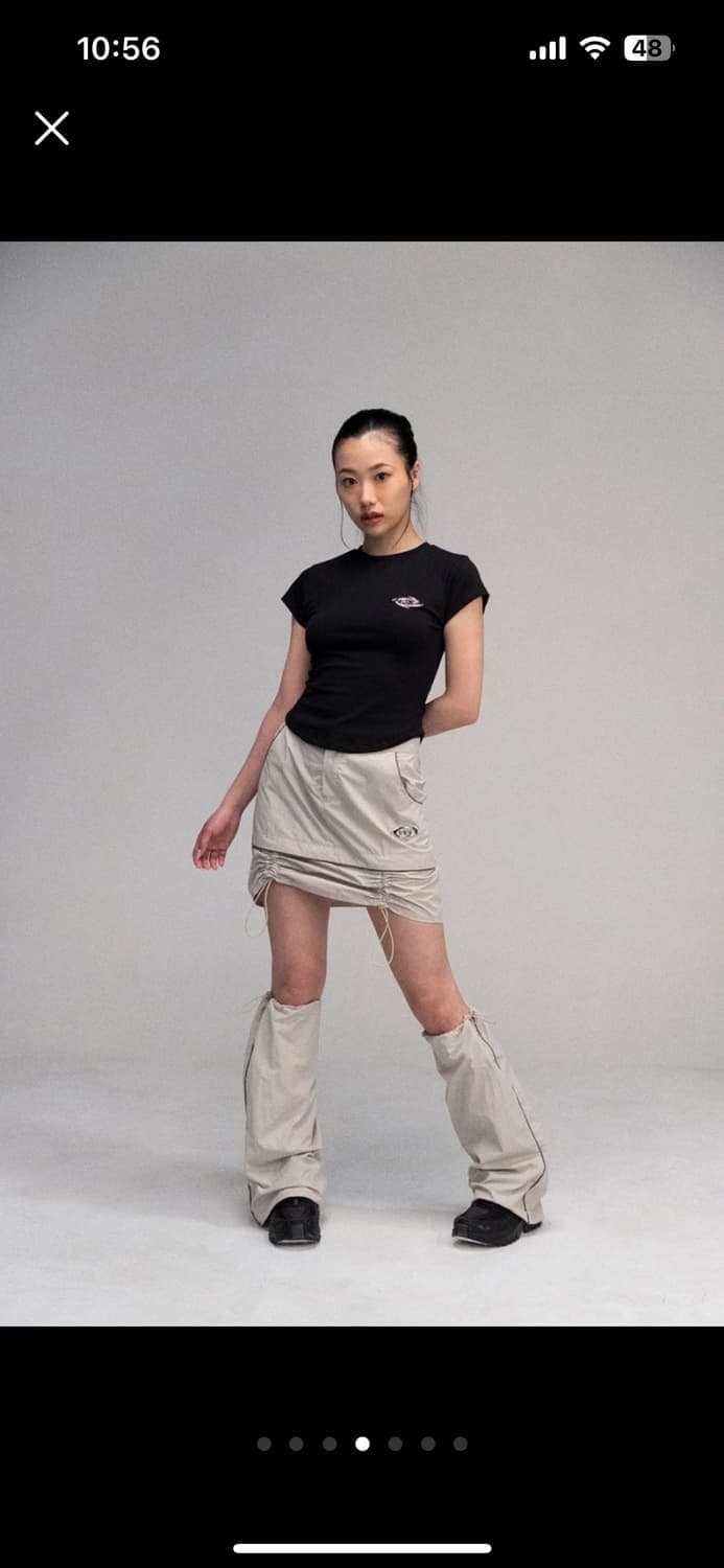 플리즈노팔로우 나일론 레그워머 스커트 샌드 베이지 플노팔 미니스커트 상품이미지1