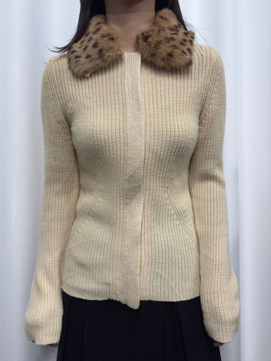 indivi rabbit fur knit zipup  상품이미지1