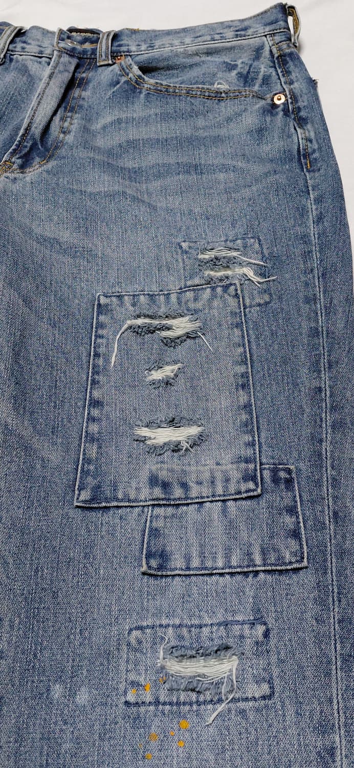 [XL] RAG MACHINE 빈티지 패치워크 디스트로이드 데님 팬츠 상품이미지3
