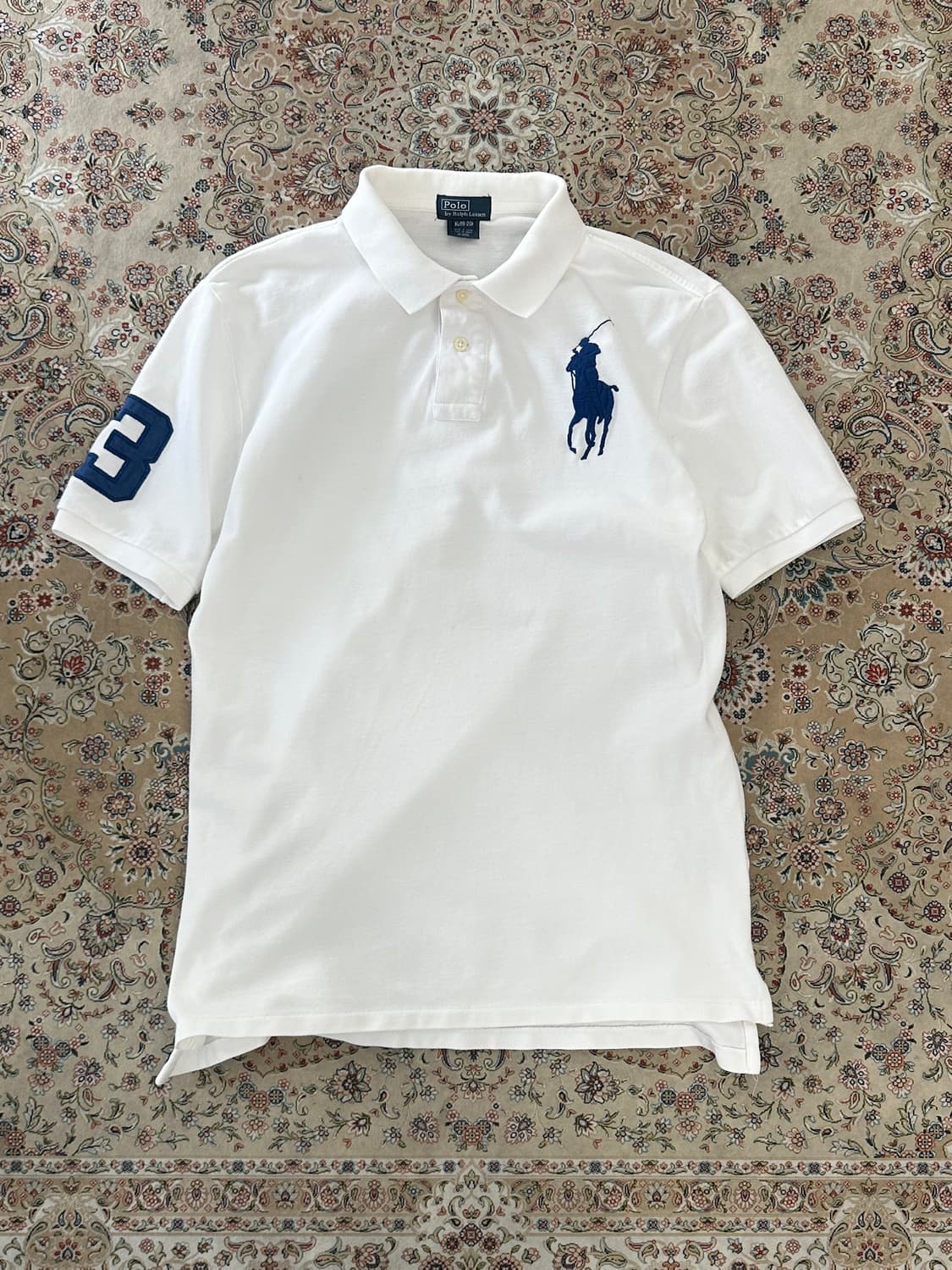 폴로 랄프로렌 화이트/블루 빅포니 카라티  상품이미지1