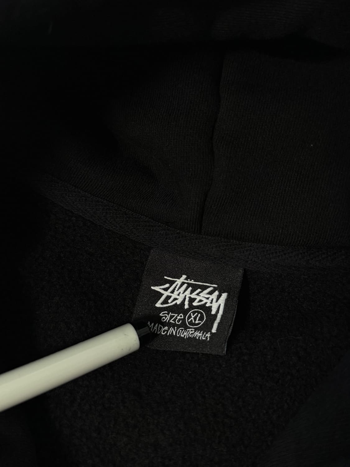 스투시 루즈핏 베이직 스탁로고 블랙 해비스웻 후드집업 상품이미지6