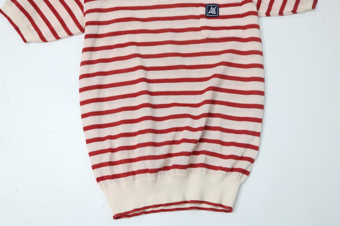 Pedrini Yachting 빈티지 레드 스트라이프 헨리넥 니트 (M) 상품이미지4