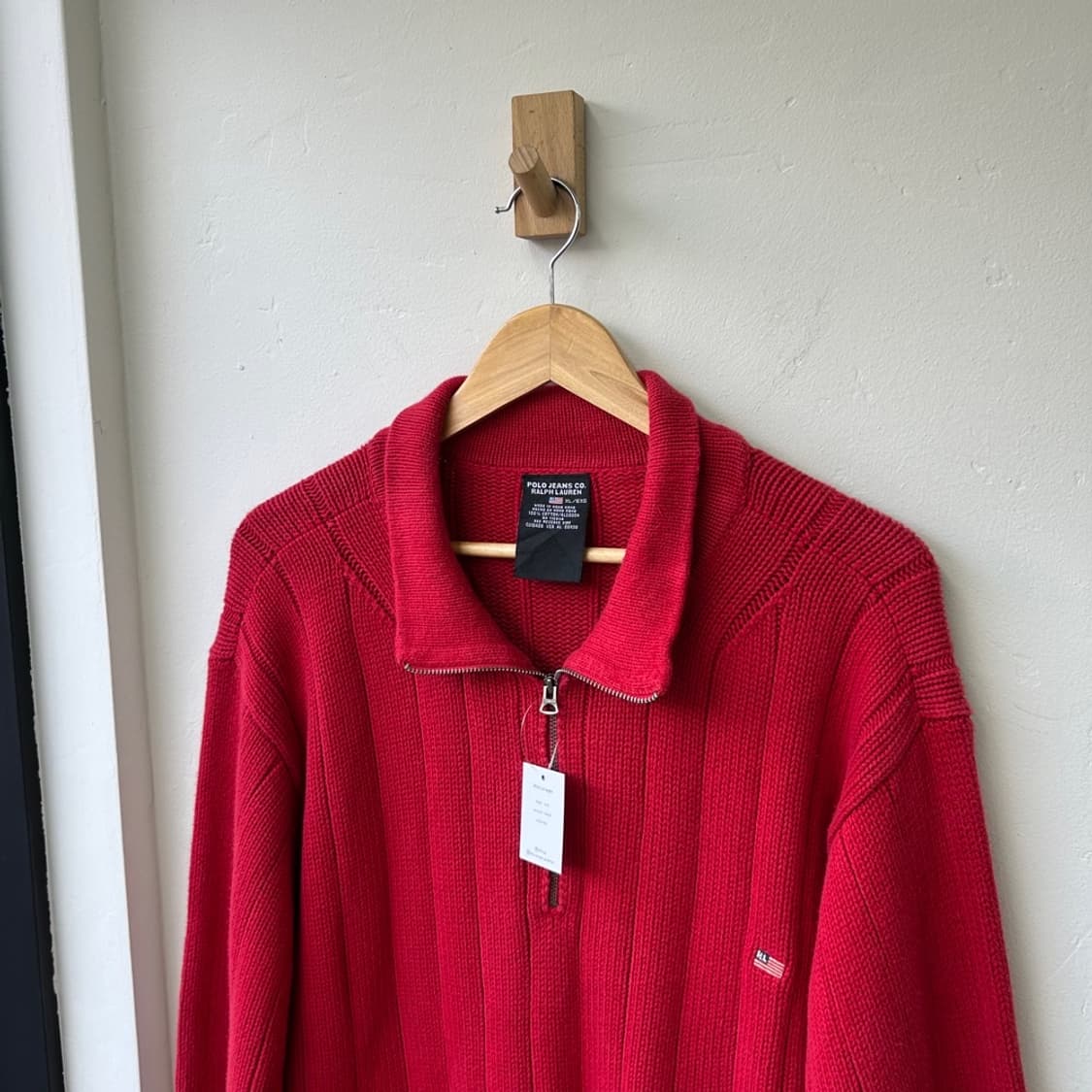 16033 - 폴로 랄프로렌 레드 성조기 반집업 니트 상품이미지1