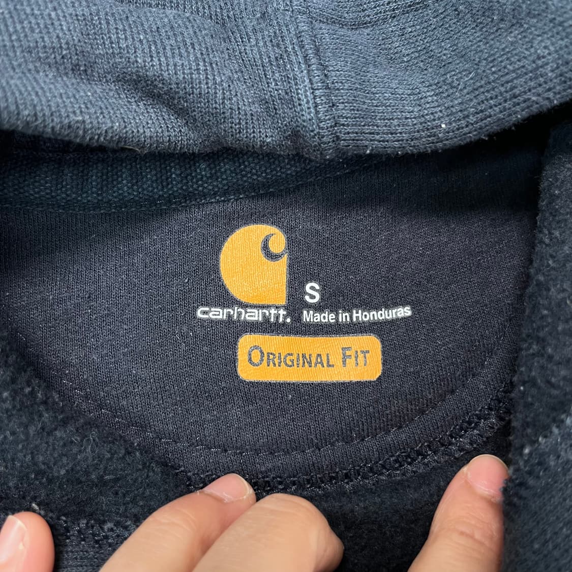 100 칼하트 wip 로고 네이비 후드티 상품이미지2