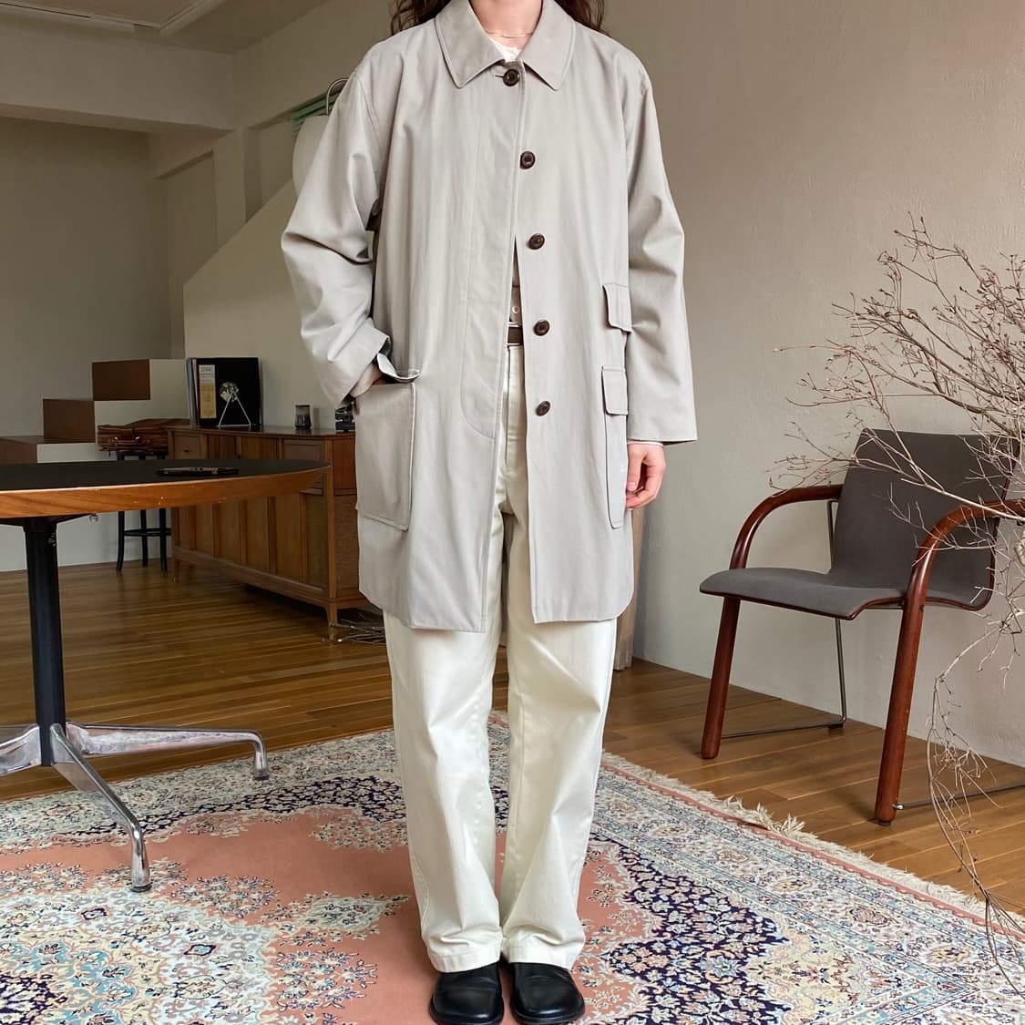 버버리 울 라이닝 싱글 하프 트렌치 코트 상품이미지1