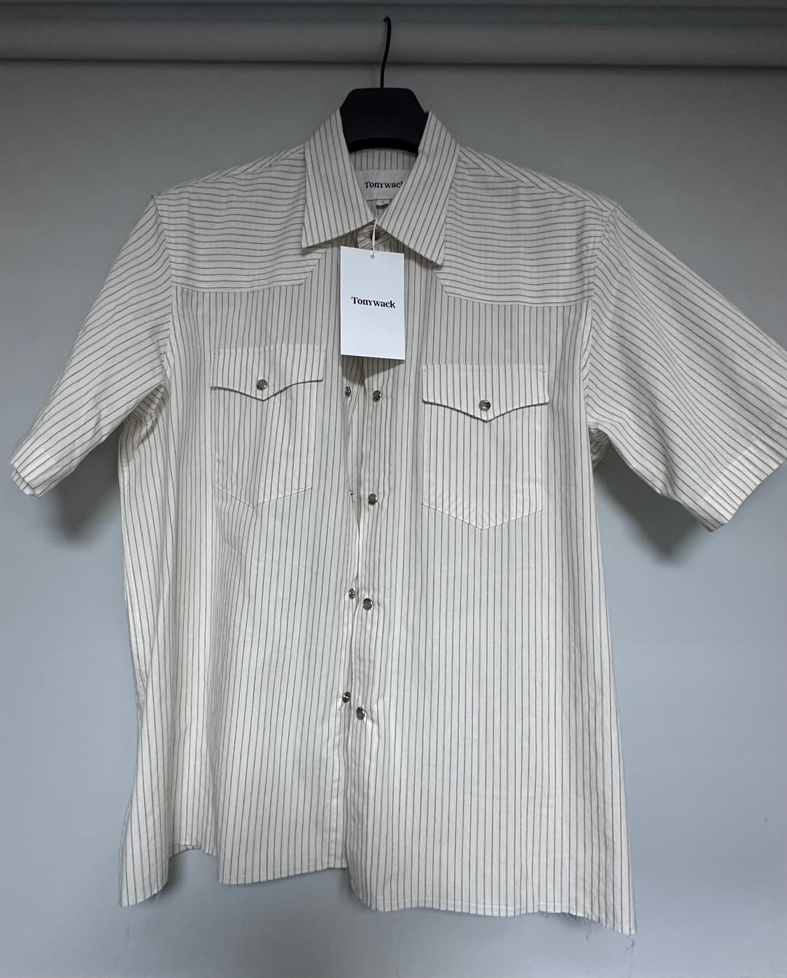 토니웩 Raw-Cut Stripe Check Shirt Ivory L 상품이미지1