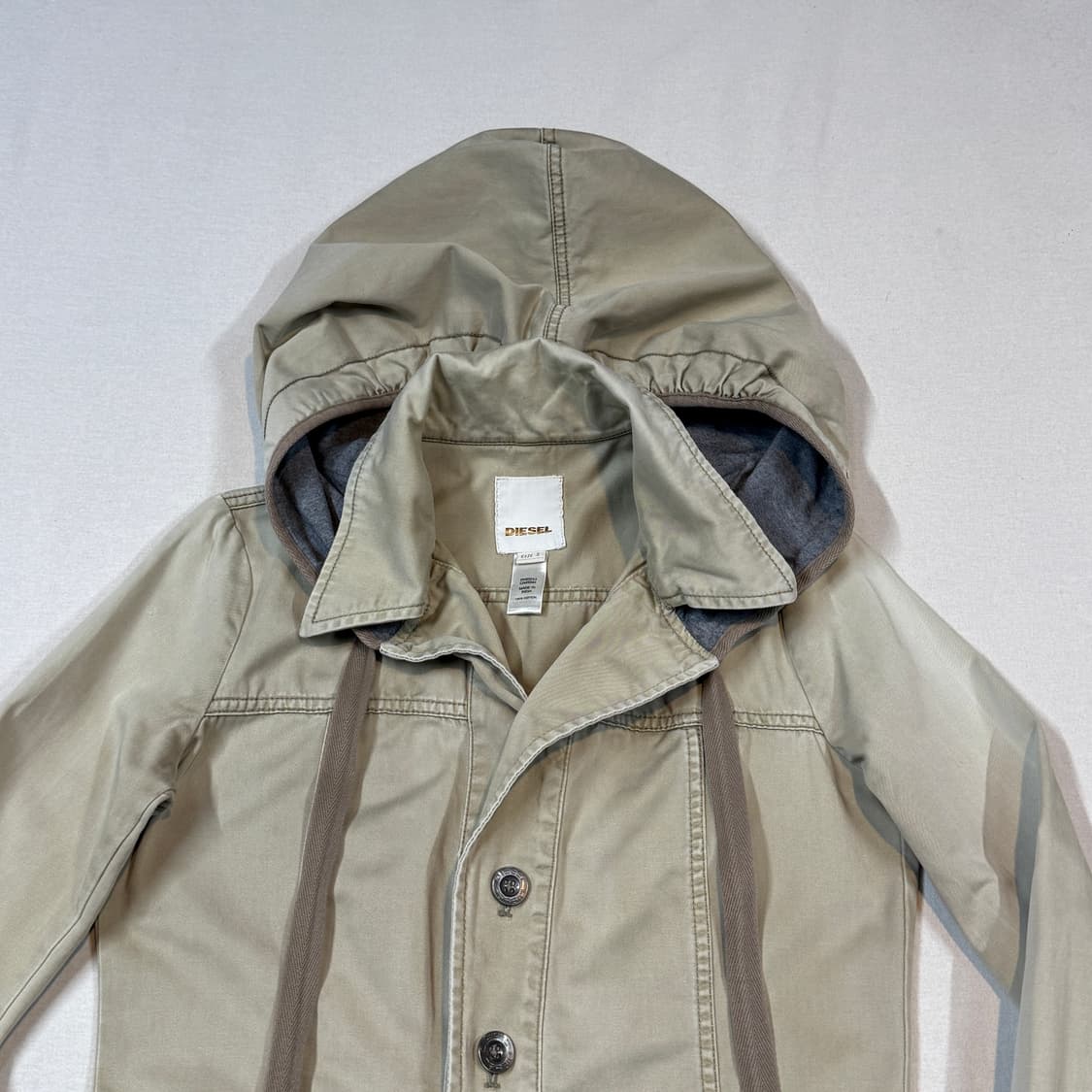 S) 디젤 빈티지 코튼 후디드 플리츠 자켓 상품이미지3