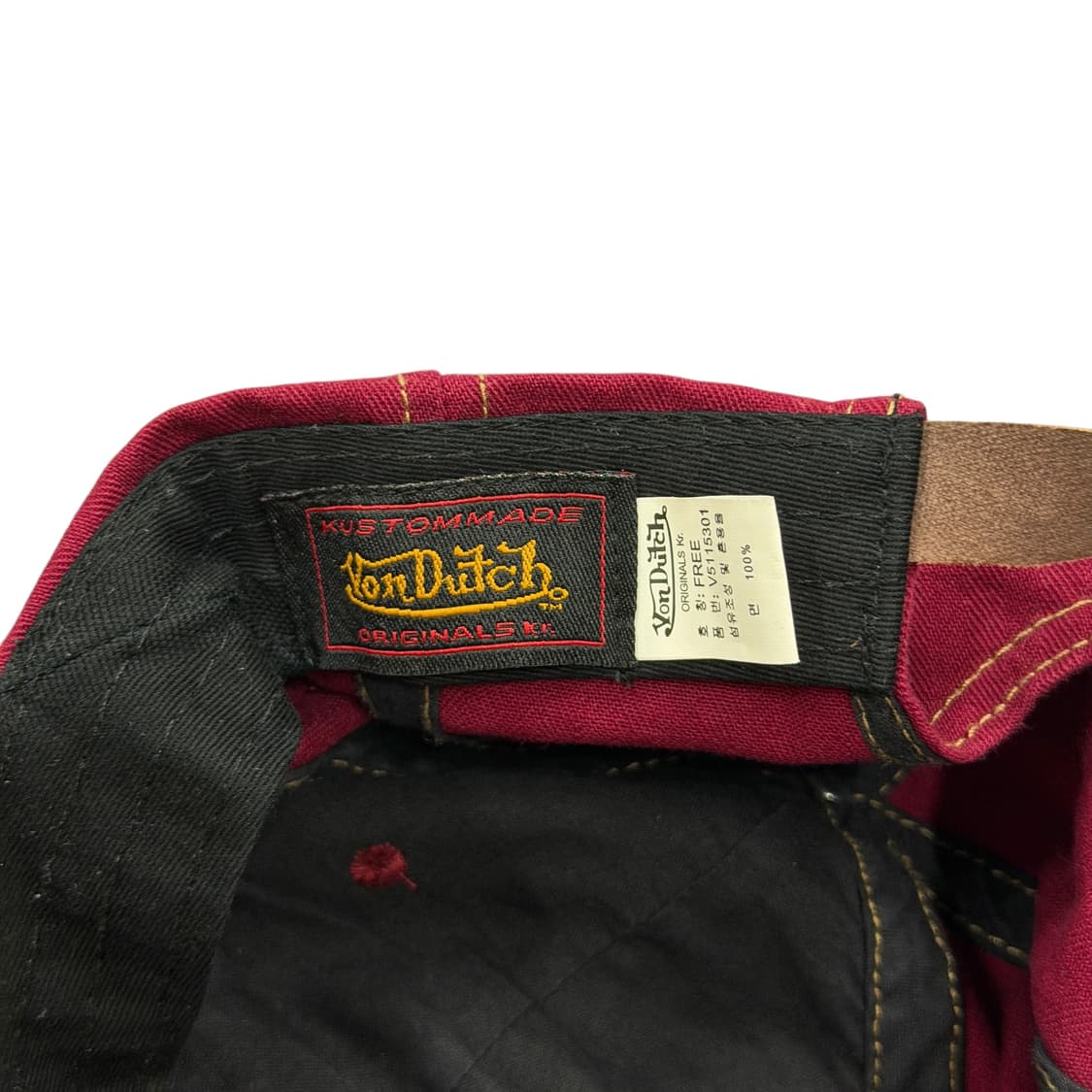 본더치 빈티지 버건디 레드 데미지 디테일 Y2K 볼캡 모자 상품이미지4