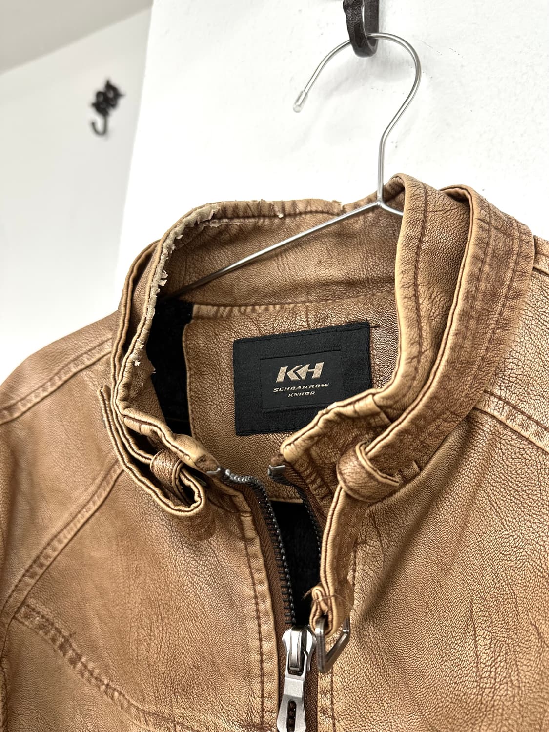Beige brown leather jacket 상품이미지5