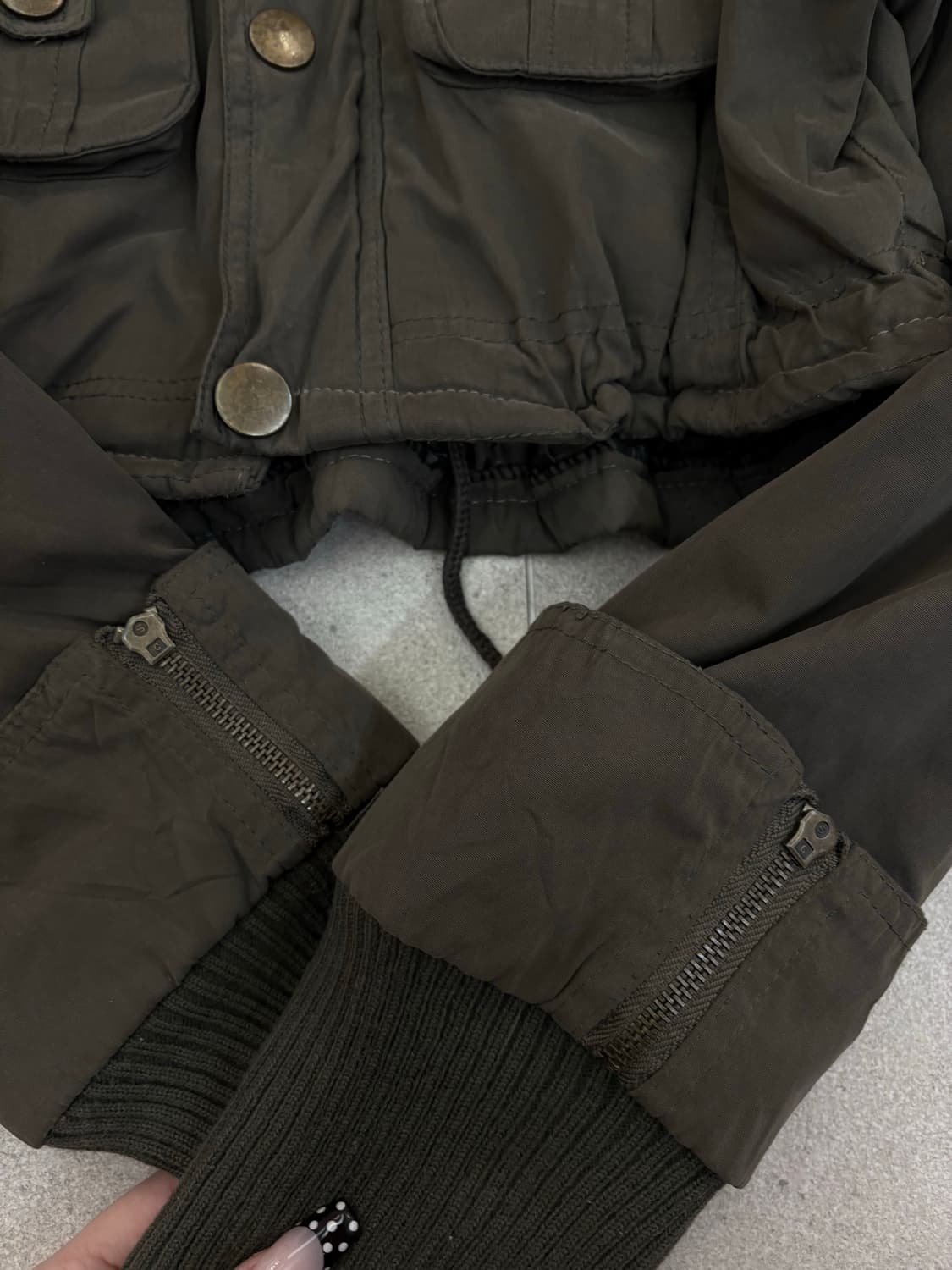 카키 크롭 숏 집업자켓 상품이미지3