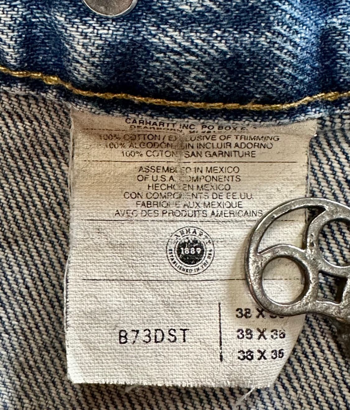 칼하트 데님 더블니 B73 38X36 상품이미지3