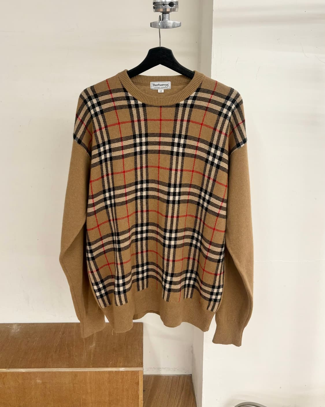 버버리 빈티지 베이지 노바체크 울 니트 상품이미지1